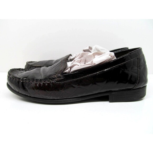 Clarks Bendables  Brown Patent Moc Toe Croc Print Loafers Size US 8.5 M - Picture 6 of 12
